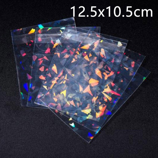 Picture of Plastic Self Seal Self Adhesive Bags Rectangle Transparent Clear Holographic Laser 12.5cm x 10.5cm, 10 PCs