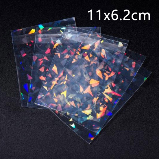 Picture of Plastic Self Seal Self Adhesive Bags Rectangle Transparent Clear Holographic Laser 11cm x 6.2cm, 10 PCs