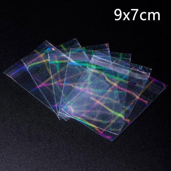 Immagine di Plastica Sacchetti Autoadesivi Autosigillanti Rettangolo Trasparente Laser 9cm x 7cm, 10 Pz
