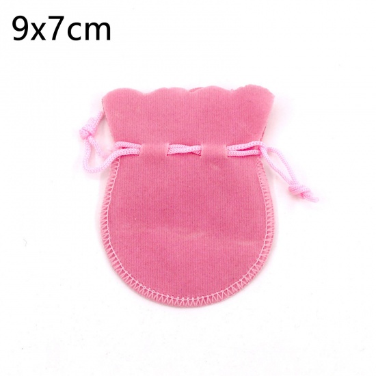 Picture of Velvet Drawstring Bags Calabash Pink 9cm x 7cm, 10 PCs