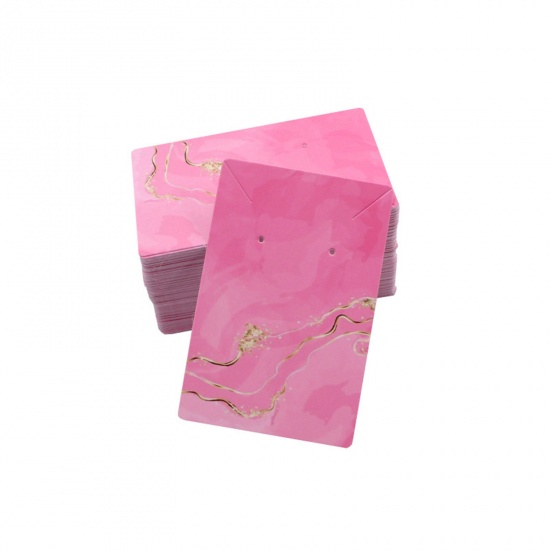 Picture of Paper Jewelry Necklace Earrings Display Card Pink Rectangle 9cm x 6cm, 50 PCs