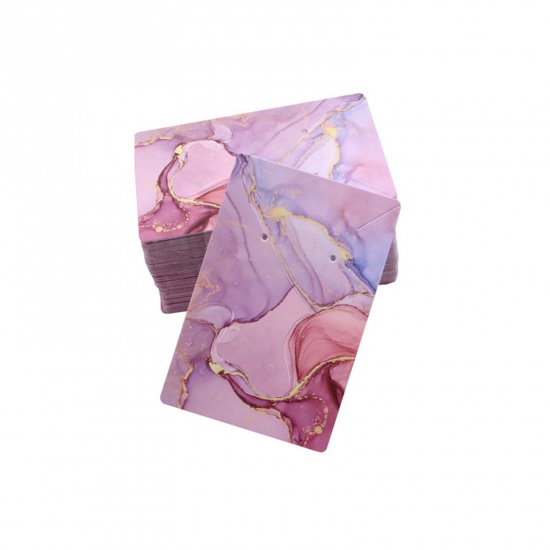 Picture of Paper Jewelry Necklace Earrings Display Card Pale Lilac Rectangle 9cm x 6cm, 50 PCs