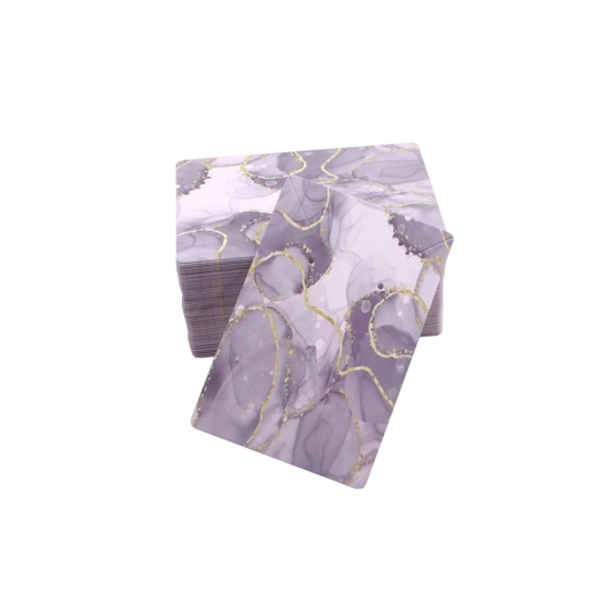 Picture of Paper Jewelry Necklace Earrings Display Card French Gray Rectangle 9cm x 6cm, 50 PCs