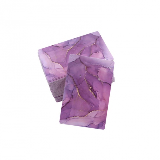 Picture of Paper Jewelry Necklace Earrings Display Card Purple Rectangle 9cm x 6cm, 50 PCs