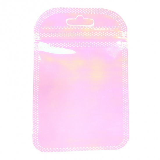 Picture of Plastic Grip Seal Zip Lock Bags Rectangle Pink 11cm x 7cm, 20 PCs
