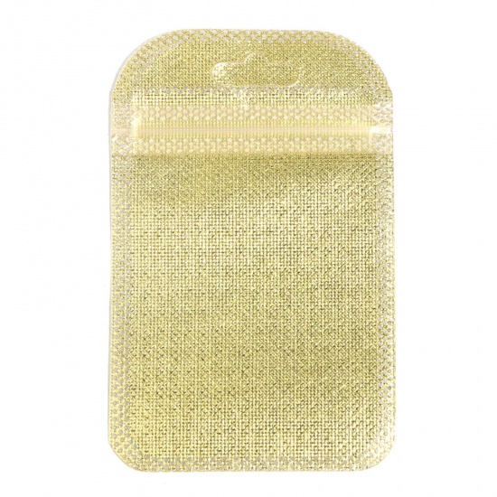 Изображение ABS Пластик Сумки с замком на молнии Прямоугольник Золотой 15см x 10.5см, 20 ШТ