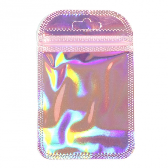 Изображение ABS Пластик Сумки с замком на молнии Прямоугольник Розовый 15см x 10.5см, 20 ШТ