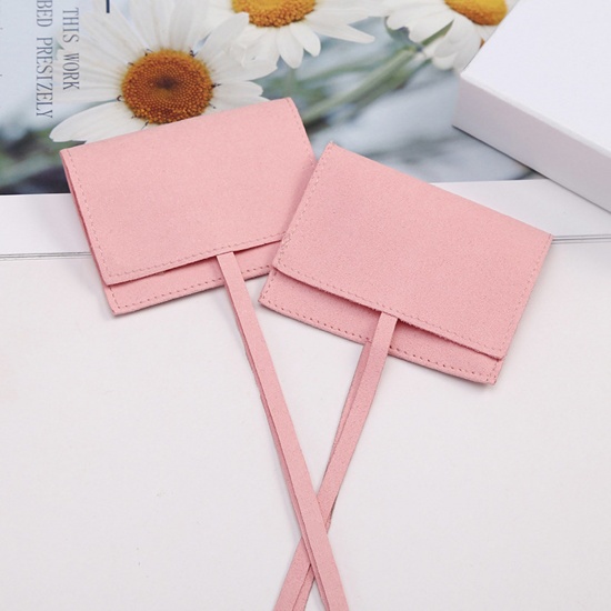 Picture of PU Leather Jewelry Bags Pink Envelope Faux Suede 6cm x 8cm, 1 Piece