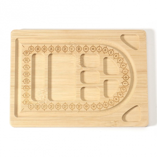 Picture of Bamboo Beading Tray For Jewelry Bracelet Making and Other Jewelry Necklaces Design Beading Mats Trays Rectangle Natural 19.5cm x 14cm, 1 Piece