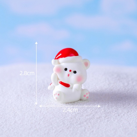Picture of Resin Cute Micro Landscape Miniature Home Decoration White Christmas Bear 2.8cm x 2.4cm, 1 Piece