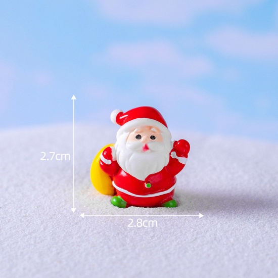 Picture of Resin Cute Micro Landscape Miniature Home Decoration Red Christmas Santa Claus 2.8cm x 2.7cm, 1 Piece