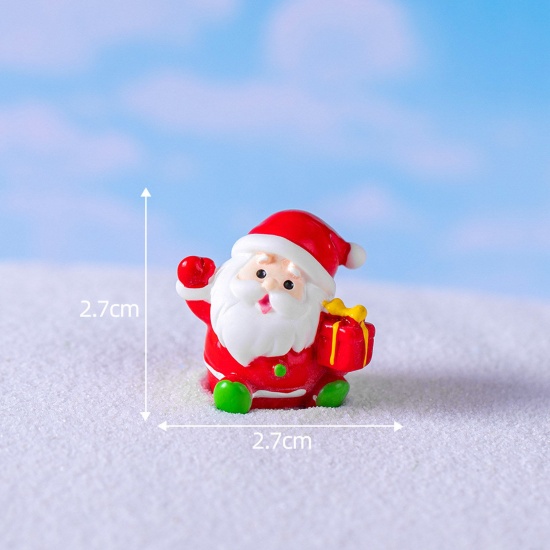 Picture of Resin Cute Micro Landscape Miniature Home Decoration Red Christmas Santa Claus Gift Box 2.7cm x 2.7cm, 1 Piece