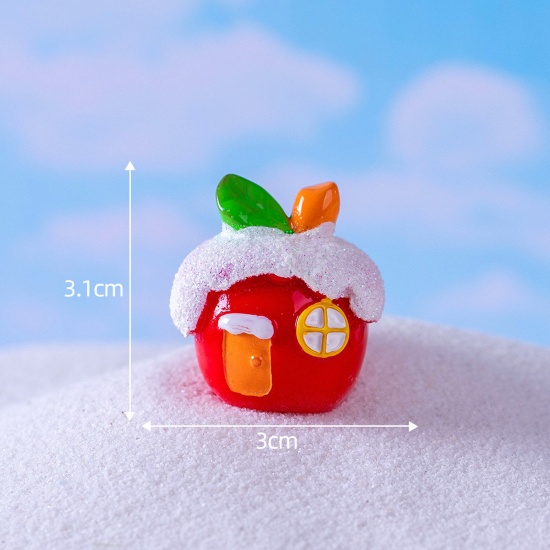 Picture of Resin Cute Micro Landscape Miniature Home Decoration Red Christmas House 3.1cm x 3cm, 1 Piece