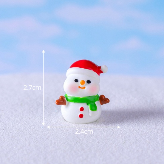 Picture of Resin Cute Micro Landscape Miniature Home Decoration White Christmas Snowman 2.7cm x 2.4cm, 1 Piece