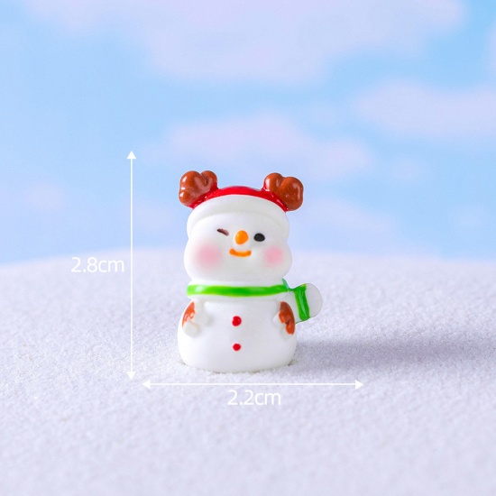 Picture of Resin Cute Micro Landscape Miniature Home Decoration White Christmas Snowman 2.8cm x 2.2cm, 1 Piece