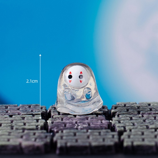 Picture of Resin Cute Micro Landscape Miniature Home Decoration Transparent Clear Halloween Ghost Mask 2.2cm x 2.1cm, 1 Piece