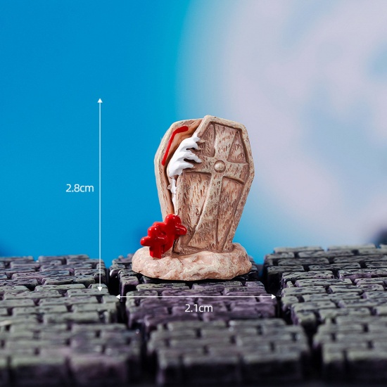 Immagine di Resina Carino Decorazione in Miniatura Micro Paesaggio Marrone Chiaro Halloween Lapide 2.8cm x 2.1cm, 1 Pz
