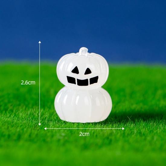 Изображение Смола Милый Микро-ландшафтный миниатюрный декор Белый ТыкваХэллоуина Светятся в темноте 2.6см x 2см, 1 ШТ