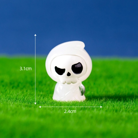 Picture of Resin Cute Micro Landscape Miniature Home Decoration White Halloween Ghost Death Glow In The Dark Luminous 3.1cm x 2.4cm, 1 Piece