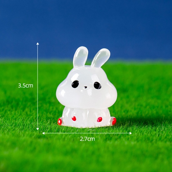 Изображение Смола Милый Микро-ландшафтный миниатюрный декор Белый ТыкваХэллоуина Кролик Светятся в темноте 3.5см x 2.7см, 1 ШТ