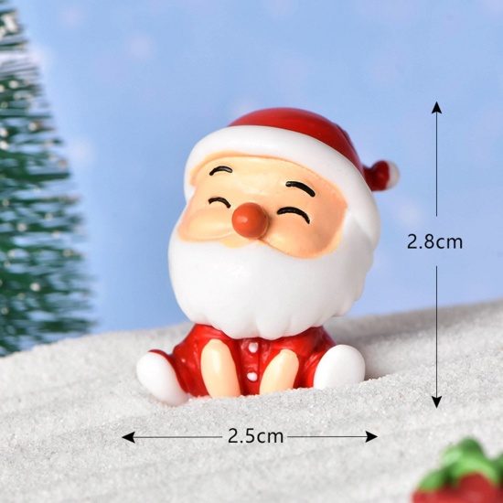 Picture of Resin Cute Micro Landscape Miniature Home Decoration Red Christmas Santa Claus 2.8cm x 2.5cm, 1 Piece