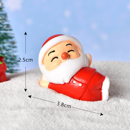 Immagine di Resina Carino Decorazione in Miniatura Micro Paesaggio Rosso Babbo Natale 3.8cm x 2.5cm, 1 Pz