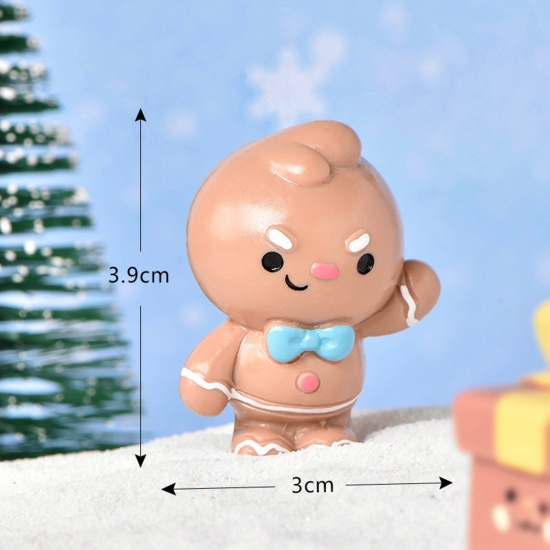 Picture of Resin Cute Micro Landscape Miniature Home Decoration Light Brown Christmas Ginger Bread Man 3.9cm x 3cm, 1 Piece