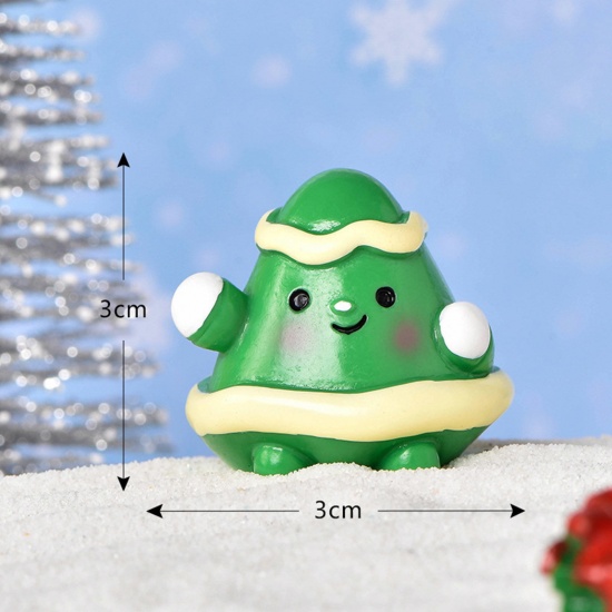 Изображение Смола Милый Микро-ландшафтный миниатюрный декор Зеленый Рождественская елка Эльфы 3см x 3см, 1 ШТ