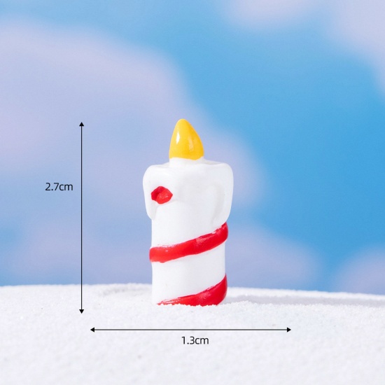 Immagine di Resina Carino Decorazione in Miniatura Micro Paesaggio Bianco Natale Candela 2.7cm x 1.3cm, 1 Pz