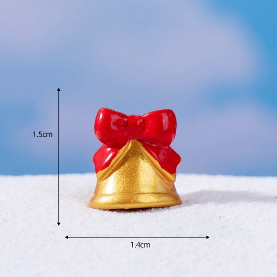 Immagine di Resina Carino Decorazione in Miniatura Micro Paesaggio Oro Natale Jingling Campanello 1.5cm x 1.4cm, 1 Pz