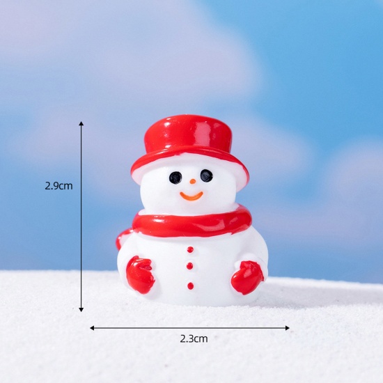 Picture of Resin Cute Micro Landscape Miniature Home Decoration White Christmas Snowman 2.9cm x 2.3cm, 1 Piece