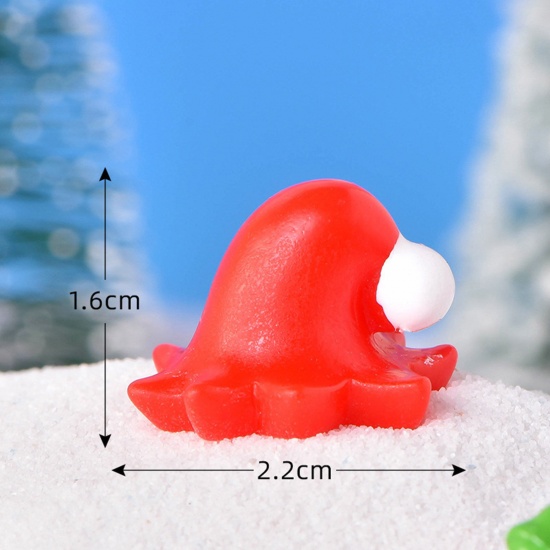 Immagine di Resina Carino Decorazione in Miniatura Micro Paesaggio Rosso Cappelli di Natale 2.2cm x 1.6cm, 1 Pz