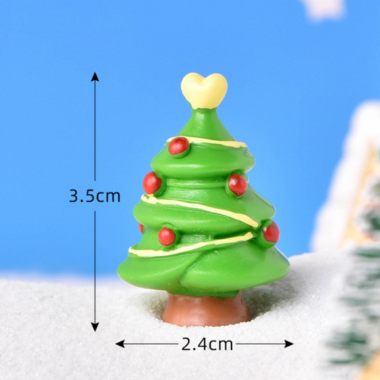 Изображение Смола Милый Микро-ландшафтный миниатюрный декор Зеленый Рождественская елка Сердце 3.5см x 2.4см, 1 ШТ