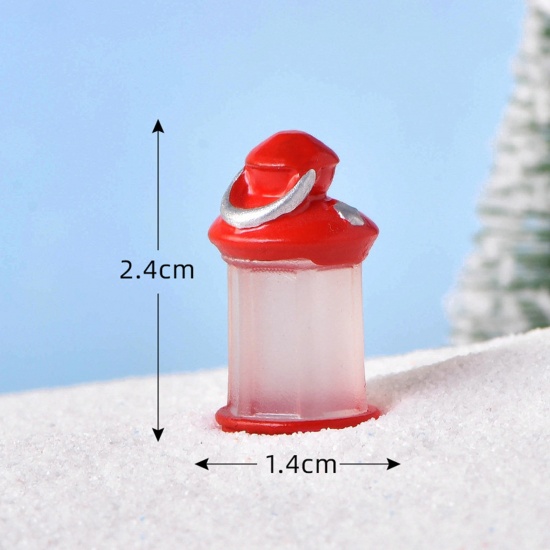 Immagine di Resina Carino Decorazione in Miniatura Micro Paesaggio Rosso Natale Lampada 24mm x 14mm, 1 Pz