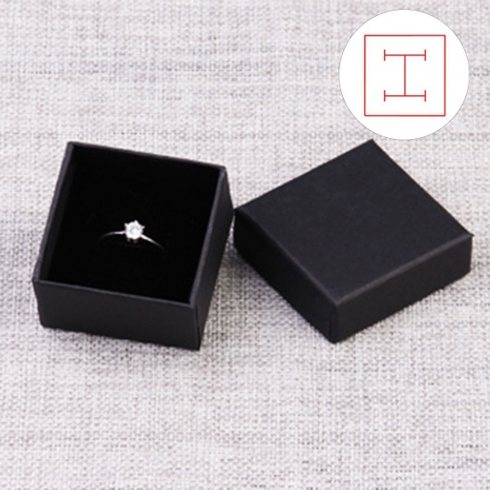 Picture of 2 PCs Paper Jewelry Gift Jewelry Box Square Black 5cm x 5cm x 3cm
