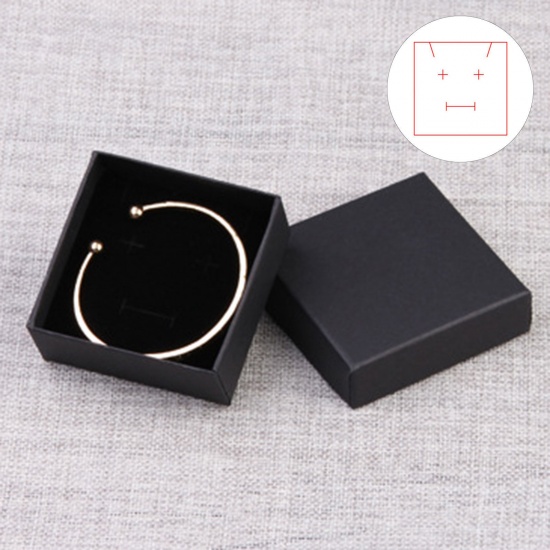 Picture of 2 PCs Paper Jewelry Gift Jewelry Box Square Black 7cm x 7cm x 3cm