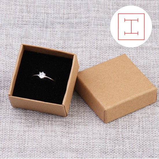 Picture of 2 PCs Paper Jewelry Gift Jewelry Box Square Brown 5cm x 5cm x 3cm