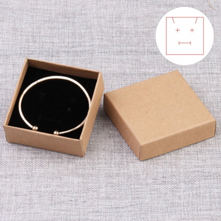 Image de 2 Pcs Boîte à bijoux en Papier Carré Brun 7cm x 7cm x 3cm