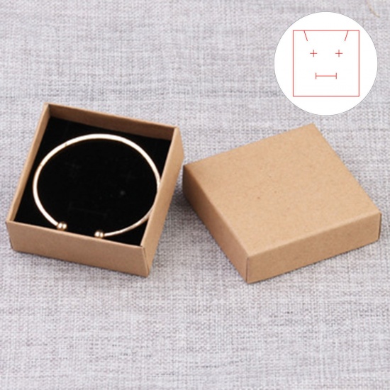 Picture of 2 PCs Paper Jewelry Gift Jewelry Box Square Brown 7cm x 7cm x 3cm