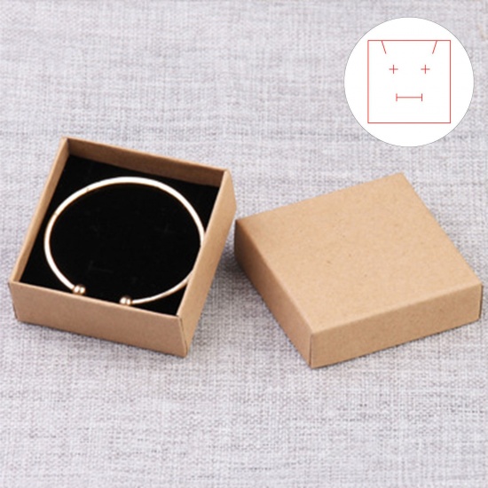 Bild von 2 Stück Papier Schmuck Schmuckkästchen Quadrat Braun 8.3cm x 8.3cm x 3.5cm