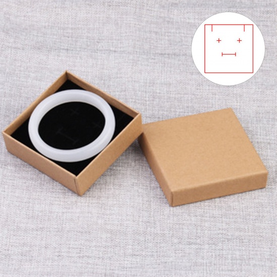 Bild von 2 Stück Papier Schmuck Schmuckkästchen Quadrat Braun 9cm x 9cm x 3cm