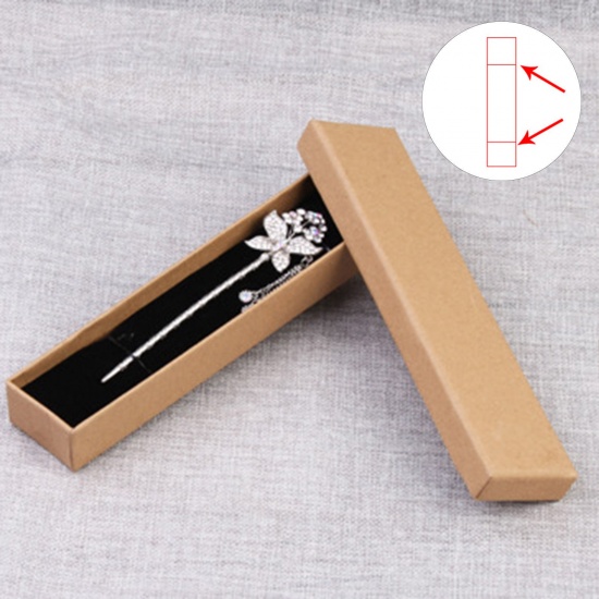 Picture of 2 PCs Paper Jewelry Gift Jewelry Box Rectangle Brown 22cm x 5cm x 3cm