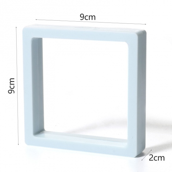 Immagine di 5 Pz Plastica Scatola di Gioielli Quadrato Blu Chiaro 9cm x 9cm x 2cm