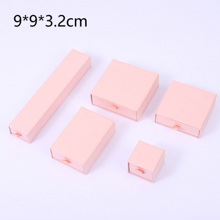 Immagine di 1 Pz Carta Confezione Regalo per Gioielli con Cassetto Estraibile Quadrato Rosa Chiaro 9cm x 9cm x 3.2cm