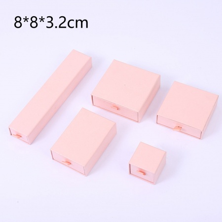 Immagine di 1 Pz Carta Confezione Regalo per Gioielli con Cassetto Estraibile Quadrato Rosa Chiaro 8cm x 8cm x 3.2cm