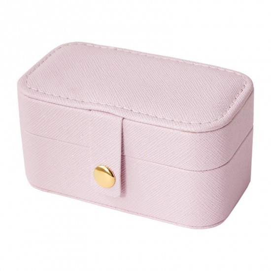 Picture of 1 Piece PU Jewelry Gift Jewelry Box Rectangle Light Pink 9.5cm x 5cm x 5cm