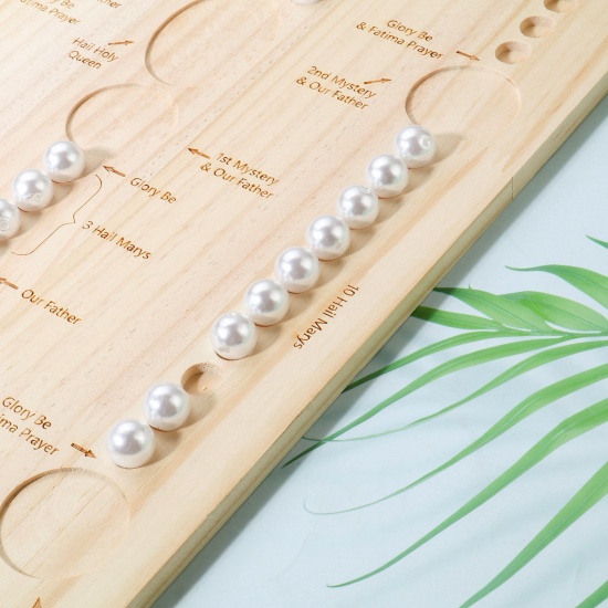 Picture of 1 Piece Wood Beading Tray For DIY Jewelry Necklace Bracelet Bead Design Stringing Accessories Craft Board Rectangle Natural 35cm x 25cm