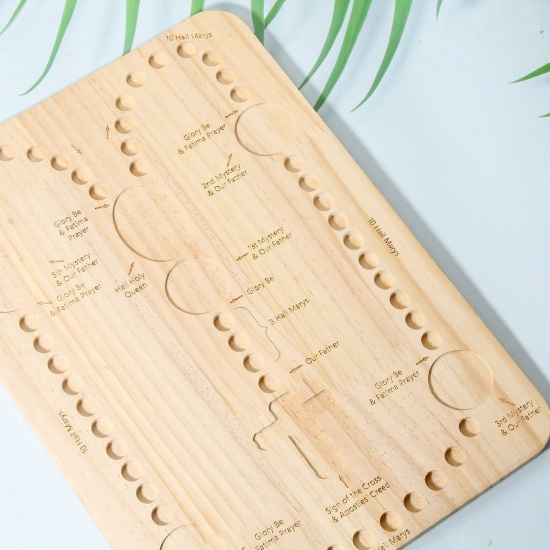 Picture of 1 Piece Wood Beading Tray For DIY Jewelry Necklace Bracelet Bead Design Stringing Accessories Craft Board Rectangle Natural 35cm x 25cm