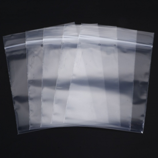 Image de 1 Paquet ( 100 Pcs/Paquet) Sachets Auto-Adhésifs Zippés Fermeture Eclair en PE (Trou Sous la Fermeture Éclair) Rectangle Transparent (Espace Utilisable: 9x7cm) 10cm x 7cm