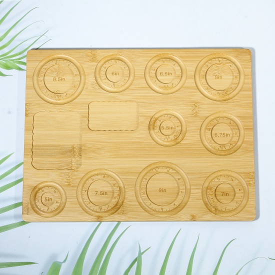 Picture of 1 Piece Bamboo Beading Tray For DIY Jewelry Bracelet Bead Design Stringing Accessories Craft Board Rectangle Natural 37cm x 28.5cm